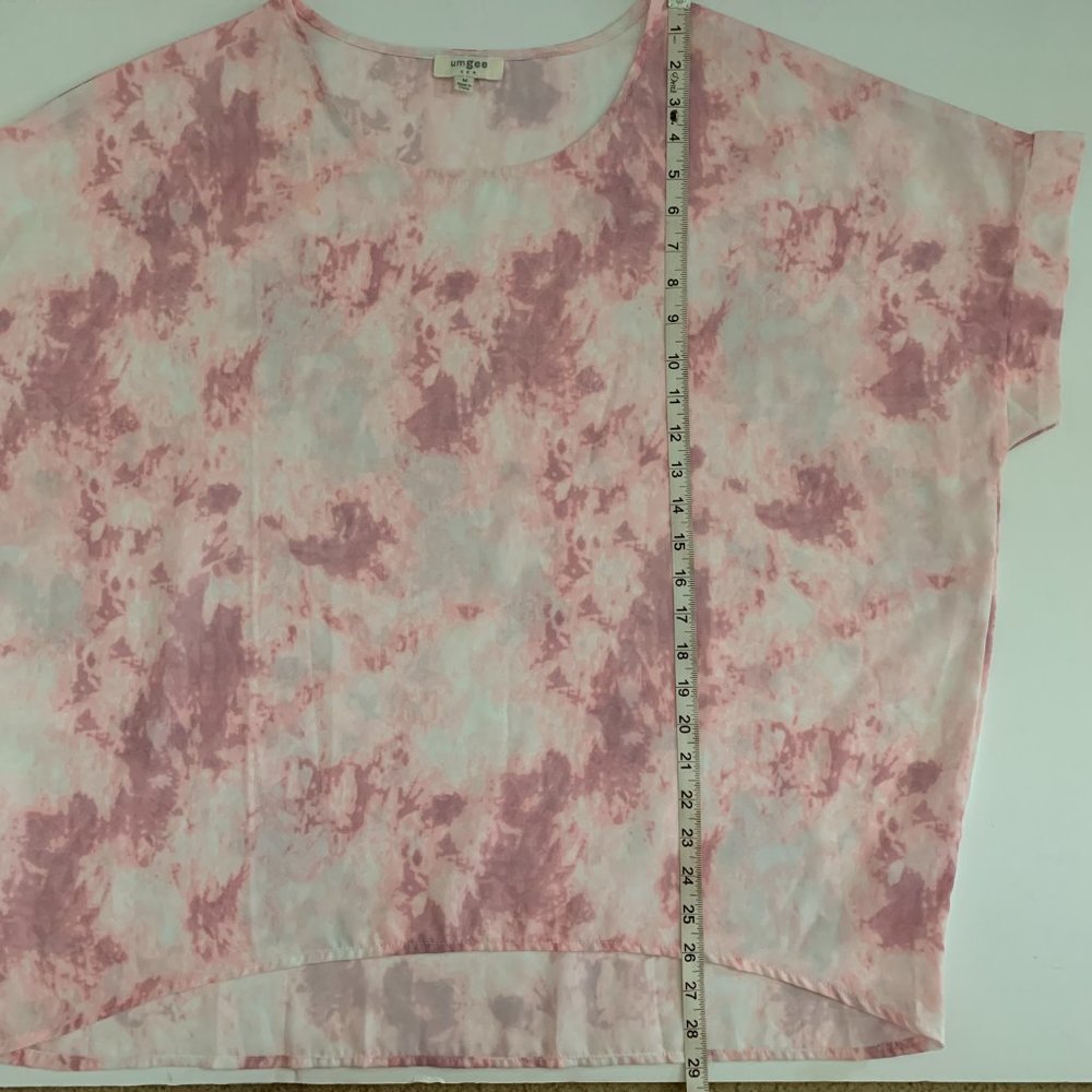 Umgee Pink Tie Dye Short Sleeve Blouse - Picture 6 of 6
